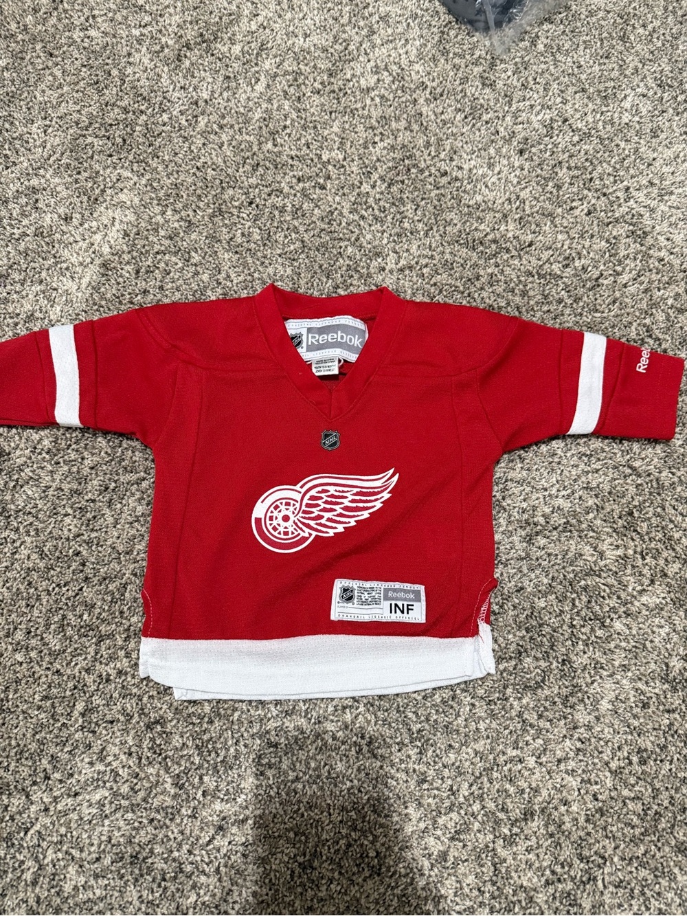 Reebok Kids Red Detroit Wings Hockey Jersey with White Trim